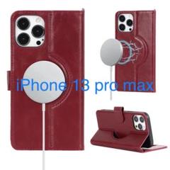 iPhone13 pro max ケース レッド Magsafe充電対応 手帳