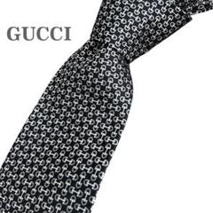 GUCCI パターン付き ネクタイ 黒と白