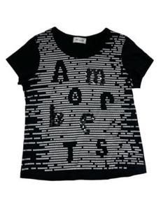 Amor Jackie Collection半袖Tシャツ黒スパンコールデザインL