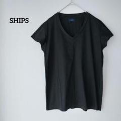 SHIPS シップス 半袖 Tシャツ Vネック 黒 シンプル 無地 綿100%