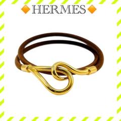 HERMESエルメス 二連ジャンボブレス レザー 編込み ブルー ゴールド金具 HERMES エルメス ゴールド金具 ジャンボ 2連 レザー
