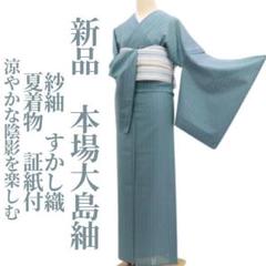 新品 紗紬 蔦 夏着物 正絹 証紙付 仕付け糸付 トール 本場大島紬 4139 新品 紗紬 すかし織 夏着物 正絹 仕付け糸付 証紙付 本場大島紬