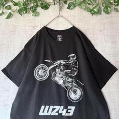 Hanes ヘインズ 半袖Tシャツ バイク バイカー 両面プリント 黒 サイズL