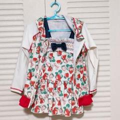 【水着 100サイズ】いちご柄 水着とラッシュガードのセット売り 女の子