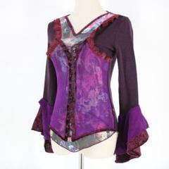 【美品 フラメンコ衣装】パープル ozz on ブラウス トップス パンク 美品 フラメンコ衣装】パープル ozz on ブラウス トップス