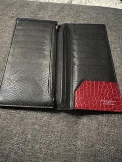 希少 カミーユフォルネ　長財布　旧ロゴ　レザー　黒×赤
