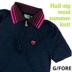 G/FORE ジーフォア ハーフジップ 半袖 ニットポロシャツ レディース XS