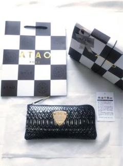 定価3.4万/袋付 ATAO リモ パイソンリュクス 金箔ビターブラック 長財布