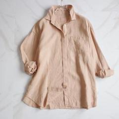 アーバンリサーチドアーズ　リネンシャツ サーモンピンク　オーバーサイズ　麻 アーバンリサーチドアーズ リネンワイドシャツ ピンク サーモン