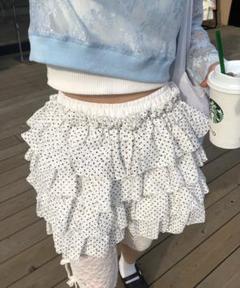 treat ürself トリートユアセルフ　スカート　白　クリーム　アイボリー girly lace frill long skirt (white) | Treat ürself