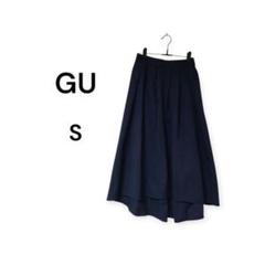 GU ネイビー プリーツフレアスカート Sサイズ