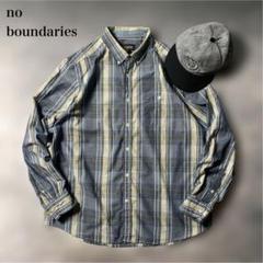 古着no boundariesボタンダウンシャツXLマドラスチェック【AB25】