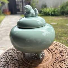 青磁　香炉　作家物　茶道具　松竹梅　雄鶏雌鳥彫刻三つ足香炉　表千家　裏千家 2025年最新】青磁三足香炉の人気アイテム - メルカリ