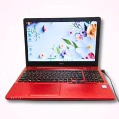 可愛い❣️富士通 大容量1TB✨ 赤ノートパソコン 薄型 カメラ付
