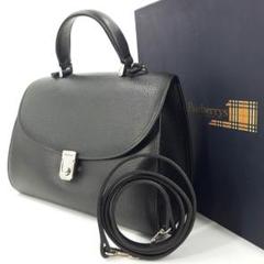 【美品】バーバリー ショルダーバッグ 2way トップハンドル レザー ブラック