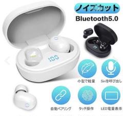 ワイヤレスイヤホン ホワイト Bluetooth5.0 ノイズキャンセリング