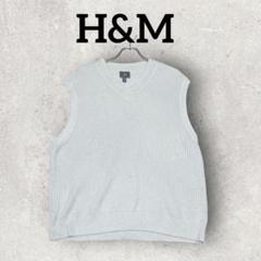 H&M ニットベスト レギュラーフィット Vネックベスト (M) 白系 メンズ