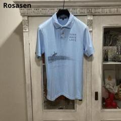 Rosasen ロサーセン 半袖シャツ M ライトブルー サーフプリント ゴルフ