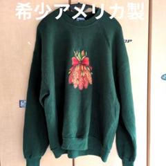 希少アメリカ製　jerzees フラワープリント 刺繍　スウェット　トレーナー