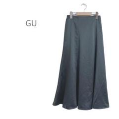 【ジーユー】　フレアスカート　ロング　サテン　大人上品　 ウエスト後ろゴム