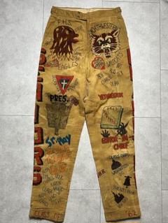 ハンドペイント チノパン ワイドパンツ メモリアルパンツ ヴィンテージ 60s 古着 50s Geisler's 豪華 ハンドペイント カレッジ メモリアル