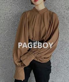 PAGEBOY ページボーイ ボリュームスリーブ ブラウス 長袖 キャメル F