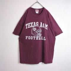 Tシャツ (L) 英字プリントデザイン A&M 大きいサイズ ラズベリー系 古着