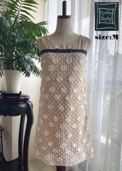 【シンシアローリー】ノースリーブ ワンピース　レース　M　結婚式　ドレス