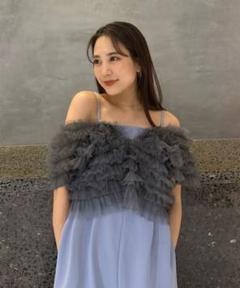 【タグ付】ANDRESD　チュールベストオールインワンドレス M ブルー ワイド tulle vest all in one dress / チュールベストオールインワン