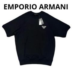 EMPORIO ARMANI スウェットTシャツ ロゴ刺繍 ブラック タグ付き