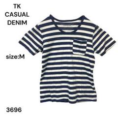 ティーケー　TK casual denim シャツ　トップス　ボーダー　半袖