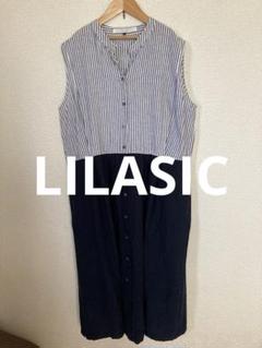 【美品】LILASIC ノースリーブ 綿麻ロングワンピース コットン Lサイズのサムネイル