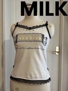 MILK ミルク ピンク キャミソール ポンポン チャーム付き リボン