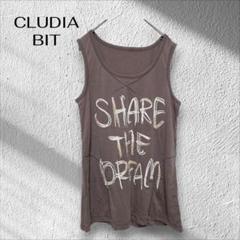 CLUDIA BIT タンクトップ ノースリーブトップス【L】ブラウン プリント