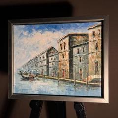 手書き油絵 荒海 肉筆絵画 額付き インテリア 油彩画 手描き油絵 荒海 額付 肉筆絵画 インテリア 油彩画 - メルカリ
