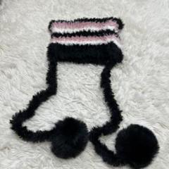 シーイン　猫耳　ファー素材 ストライプニット帽 ボンボン付き　新品