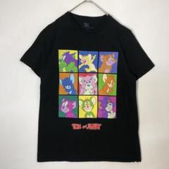 2913 トムとジェリー　ビッグプリント　半袖　Tシャツ　黒