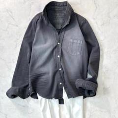 フランクアンドアイリーン デニムシャツ 長袖 ダメージ加工 黒系 XS rm4