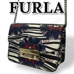 【美品】FURLA フルラ ショルダーバッグ メトロポリス ゼブラ柄 花柄
