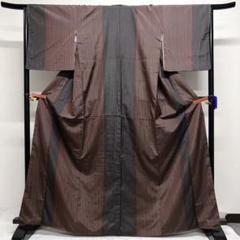 未着用大島紬小紋板締め絞り縦縞着物004k