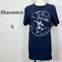 ★美品 bluenotes Tシャツ　ネイビー　プリント　Sサイズ　小さめ