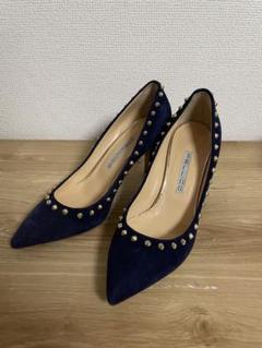【美品】PELLICO スタッズ付きネイビーハイヒール　37