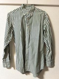 緑と白のストライプ ボタンダウンシャツ　UNIQLO Sメンズ　秋冬