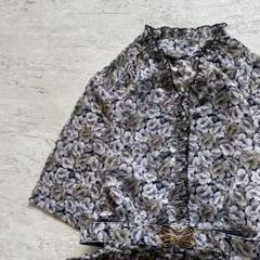 VINTAGE - 昭和レトロ花柄半袖ロングワンピースベルト付き透け