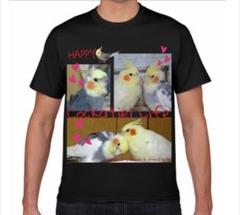 【新作・新品】オカメインコ・ハッピ一ライフ・半袖Tシャツ♪男女兼用Mサイズ♪