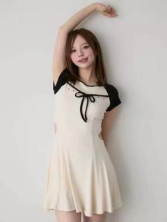 新品未使用　ANDMARY Mary logo flare mini dress 美品 Andmary Mary logo flare mini dress - メルカリ