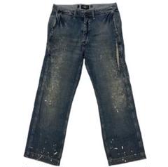 RRL 美品 加工 リペア ペイント ペンキ デニムパンツ サスペンダー w32