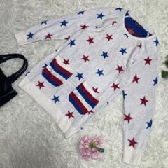 極美品　ロデオクラウンズ　ロング丈ニット　星柄　総柄　ナイロン　レディース　F
