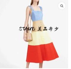 美品上品STAUDスタウド希少なカラーブロックデザインロングワンピース
