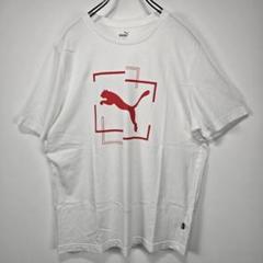 PUMA　半袖　Tシャツ　L　ビッグプリント　ロゴ　良デザイン　ホワイト　古着